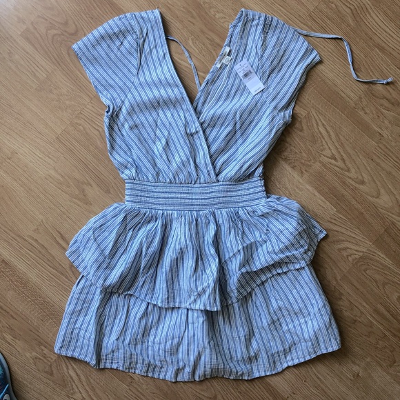 ae garden party wrap dress American Eagle Garden Party Wrap Blue Stripe Dress Size S